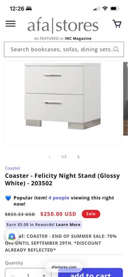 Coaster Felicity 2-Drawer Nightstand Glossy White