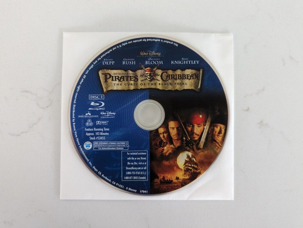 Pirates Of The Caribbean: The Curse Of The Black Pearl Blu-ray DISC ONLY