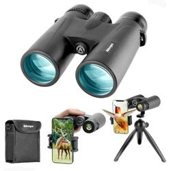 New Adorrgon 12x42 HD Binoculars for Adults High Powered with Phone Adapter, Tripod and Tripod Adapter - Large View Binoculars with Clear Low Light