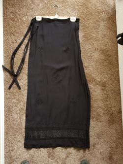 NEW-BlackWrapPants,100% Rayon,Embroidered Accent Bottom.of Pant Leg & Little Added To Pant, Light, Flowing,Comfortable Reduced PRICE