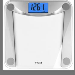 Vitafit Digital Bathroom Weight Scale For Body Weight, High Accuracy Assured By Weighing Professional Since 2001,Extra Large Blue Backlit LCD And Step
