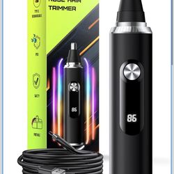 Nose Hair Trimmer for Men and Women, USB Rechargeable Electric Facial and Ear Hair Remover with LED Display, Dual-Edge Blades for Smooth, Painless Eye
