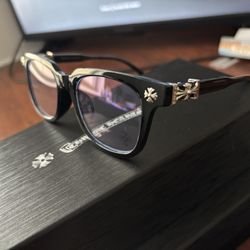 Black/ Silver Chrome Heart Style Glasses