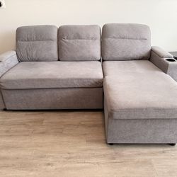 Grey Convertible Sofa  Bed