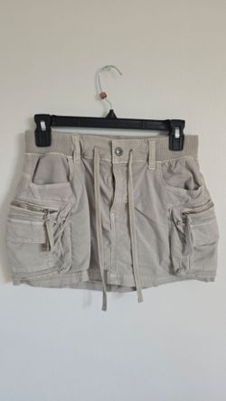 American Eagle Women's 00 Beige Cargo Mini Skirt Zip Pockets