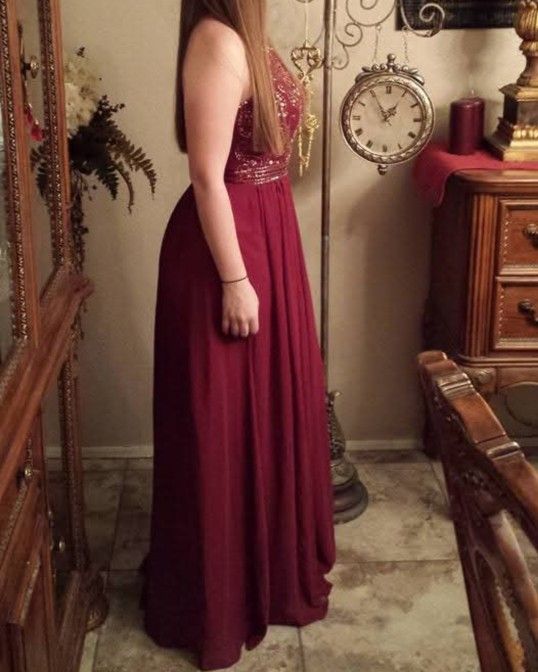 Long Gown Fancy Dress. Maroon Wine Red