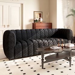 Sofa Black Boucle Fabric, New Especial Price 