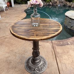 Wrought Iron & Wood Accent Table