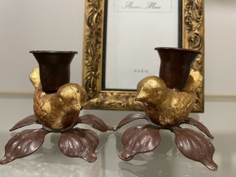 Vintage Set Of 2 Birds Candle Holder
