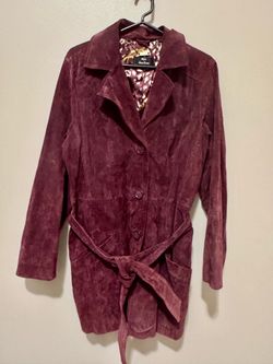 Burgundy Suede Belted Jacket