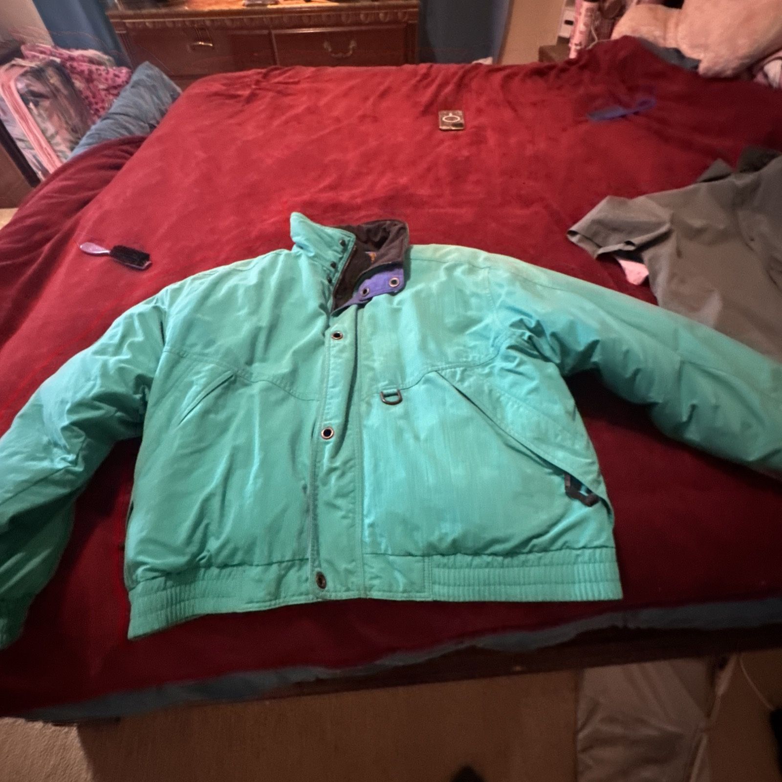 Eddie Bauer Large Goose down Jacket,Teal Green