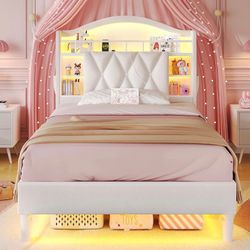 Twin Size rBed Frame with LED Lights