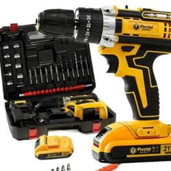 21 VOLT CORDLESS DRILL KIT WITH 1 LITHIUM BATTERY AND 24 PIECE ACCESSORY KIT