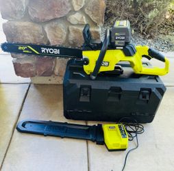 RYOBI 40V HP Brushless 20 in. Battery Chainsaw + 8.0 Ah Battery & Rapid Charger New
