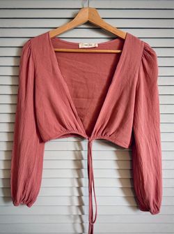 Wild Love Cropped Tie-Front Blouse Size S