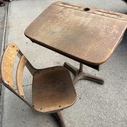 Wood Vintage School Desk