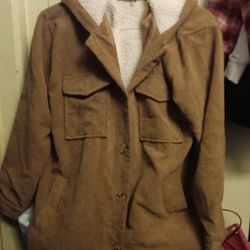 !! Hooded Women's  Jacket  Size Large Has A Tear In Pocket 