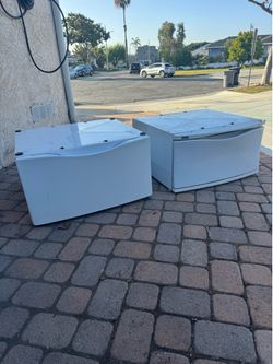 Washer & Dryer Laundry Pedestals with Storage Drawers – Set of 2