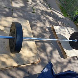 55 lb Olympic Bumper Pair + Bar, New