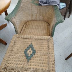 Rare Antique Wicker/Rattan Table And Chair