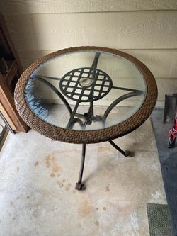 Glass top patio table