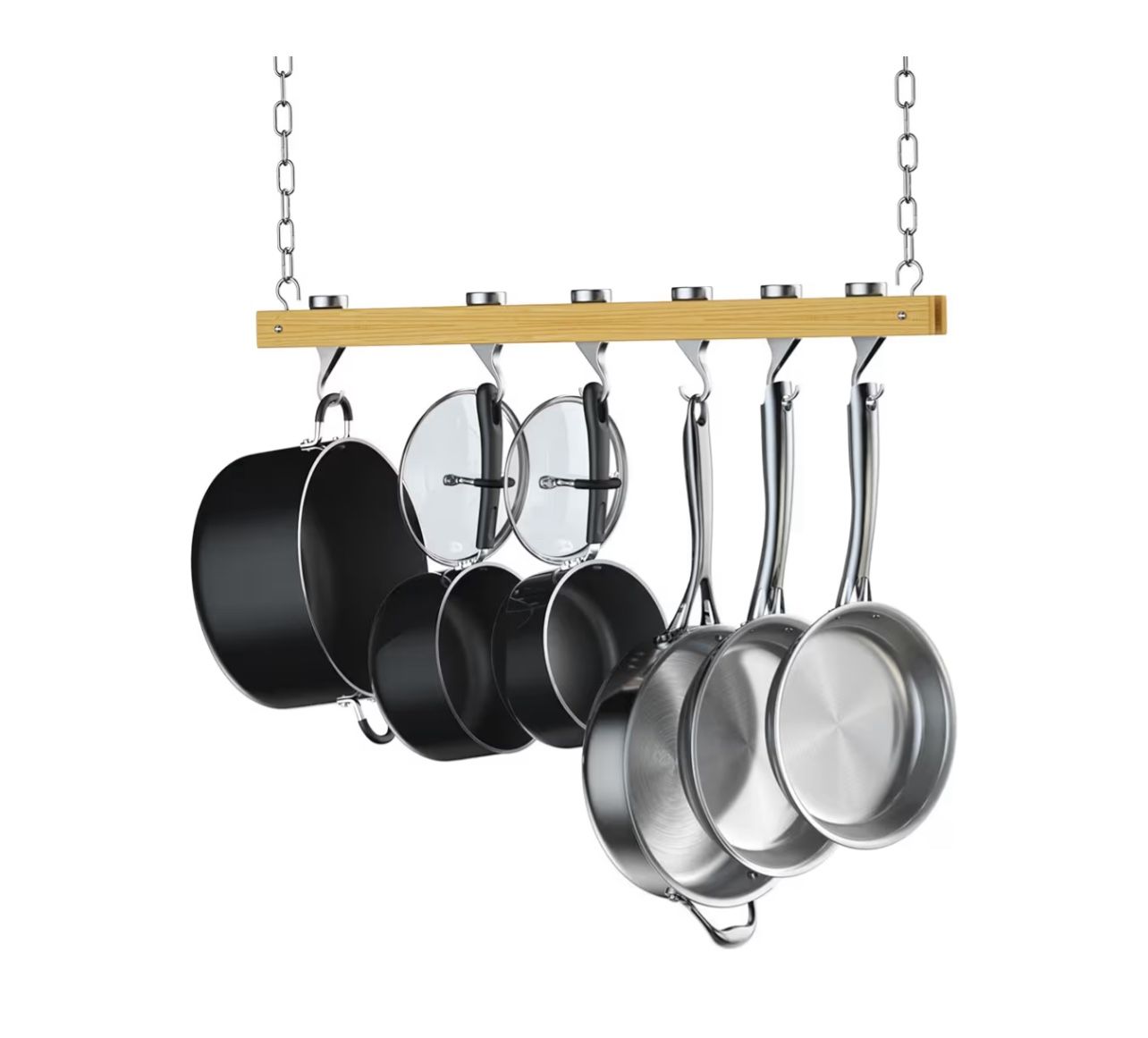 NIB Mounted Wooden Pot Rack, Kitchen Storage