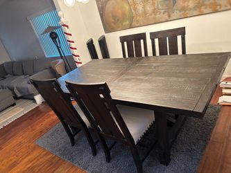 Dark Wood Dining Table with 4 Chairs