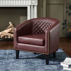 Burgundy Faux Leather Accent Chair