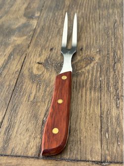 Vintage Heavy Royal Meat Carving Fork Stainless Steel Wood Handle Made Japan