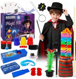 Magic Kit, Magic Tricks for Kids, Magic Set Includes Magic Wand Magician Costume, Pretend Play with Instruction for Kid Beginners, Christmas Halloween