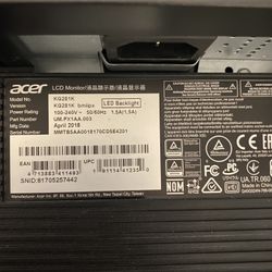 27  Inch Acer Monitor, Great For Gaming 