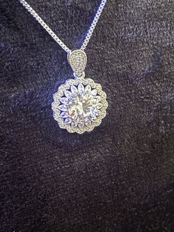 Authentic 3CT VVS1 Moissanite Flower Halo Pendant Necklace