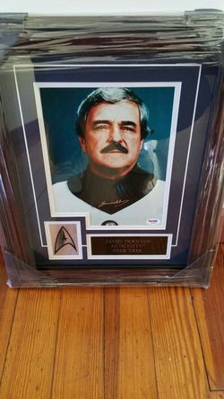 Signed James Doohan 8"×10" matted and framed psa#z84869