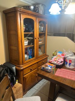 vintage solid wood (oak) hutch / china cabinet