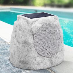 Rock Speakers Outdoor Waterproof Solar-Powered Bluetooth 5.0 Wireless Portable Outdoor Speaker Built for All Seasons,Rechargeable Battery for Garden,P