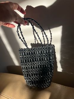 Black beaded evening bag