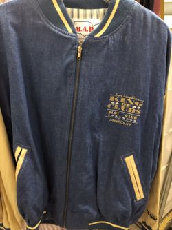 Vintage Master Apparel Jean Jacket Letterman Style Sleeves Size Large