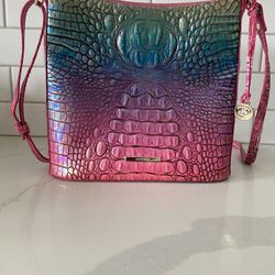 Brahmin Hillary Fontaine Embossed Leather Crossbody in an alabaster croc
