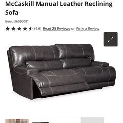McCaskill Manual Leather Reclining Sofa