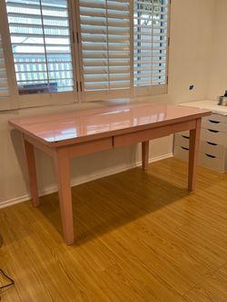 Steel Vintage Pink Powder Coated Desk Table