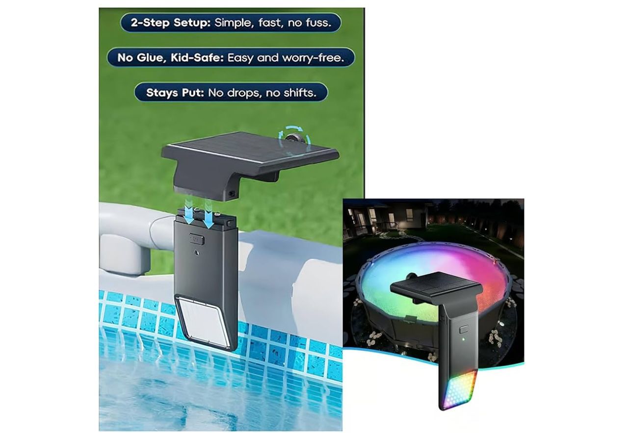 Poolside Solar Light, Solar Lights for Swimming Pool, 10-Color 4-Mode LightSensing LED, Underwater Lighting