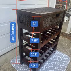Rattan-faced wooden wine cabinet