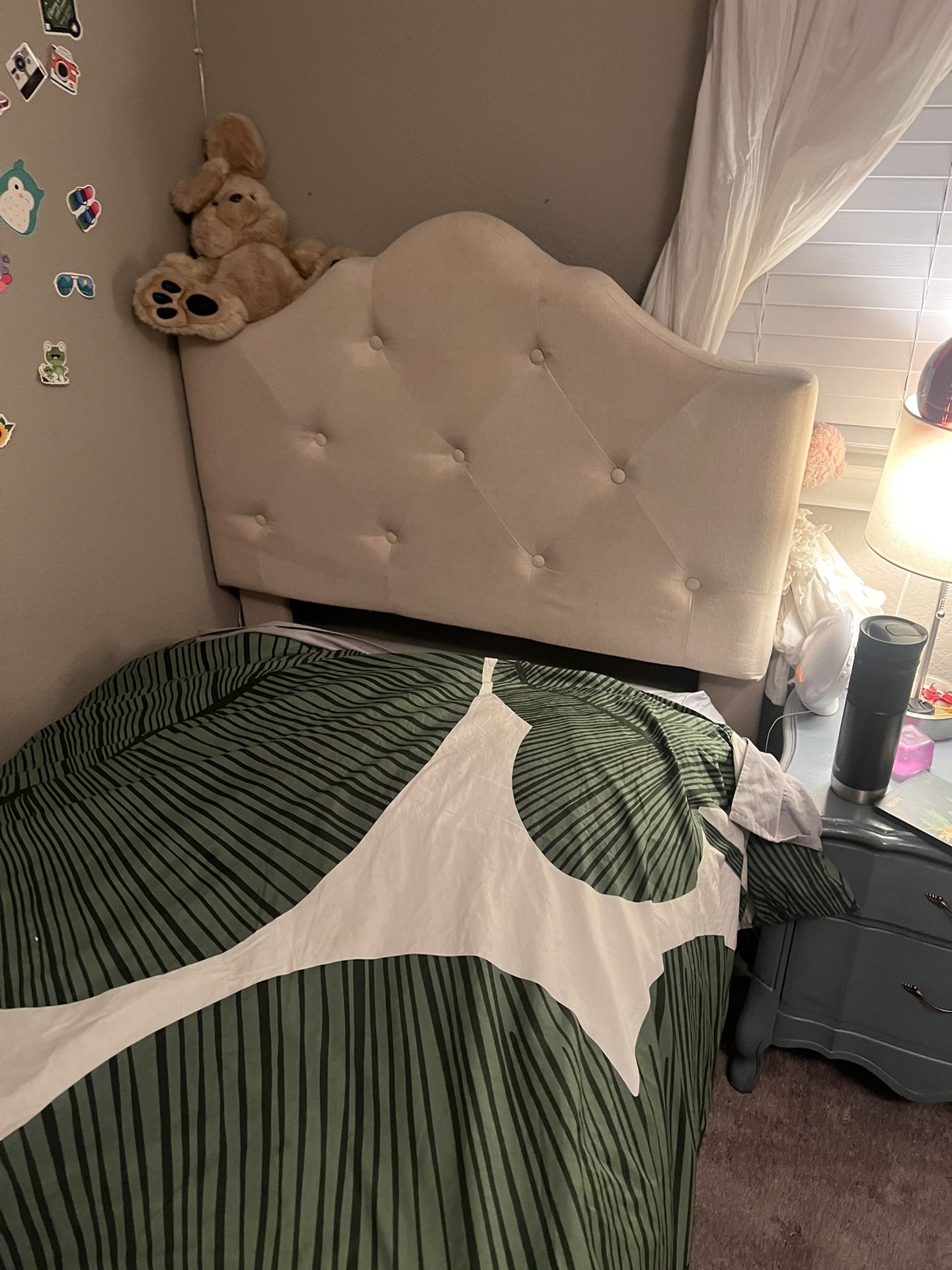 Twin Bed W/ Mattress No Sheets