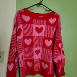 Gingham Hearts Sweater