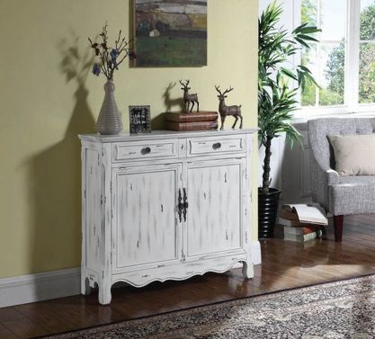 Brand New Distressed White Accent Cabinet