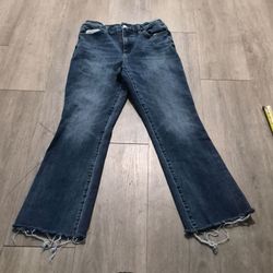 Express Jeans Womens Sz M Extreme Flare Mid Rise Dark  Wash Blue Denim Y2K