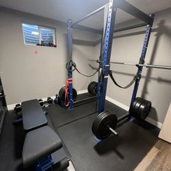 Full Home Gym Setup – Power Rack, Bench, Weights & More (REP Fitness)