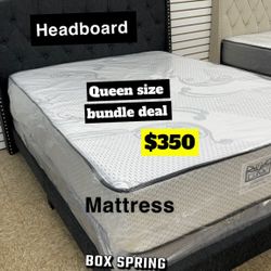 Queen Size Bundle Deal Headboard Frame Mattress And Box Spring $350 Only 