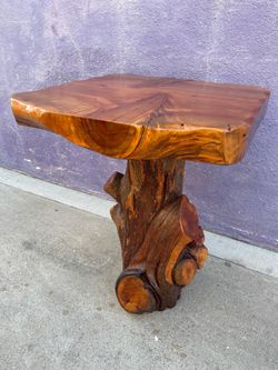 MID CENTURY MODERN TREE TRUNK BURL-WOOD VINTAGE TABLE