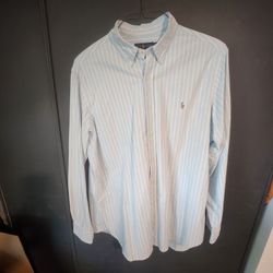Ralph Lauren Polo Heavyweight Cotton Light Blue Striped XXL TTG